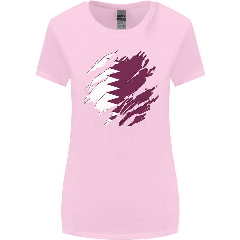 Torn Qatar Flag Qatari Day Football Womens Wider Cut T-Shirt Light Pink