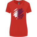 Torn Qatar Flag Qatari Day Football Womens Wider Cut T-Shirt Red