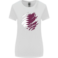Torn Qatar Flag Qatari Day Football Womens Wider Cut T-Shirt White