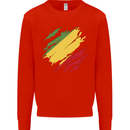 Torn Republic of the Congo Flag Day Football Kids Sweatshirt Jumper Bright Red