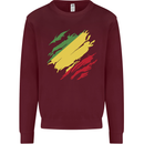 Torn Republic of the Congo Flag Day Football Kids Sweatshirt Jumper Maroon