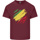 Torn Republic of the Congo Flag Day Football Mens Cotton T-Shirt Tee Top Maroon