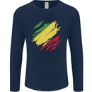 Torn Republic of the Congo Flag Day Football Mens Long Sleeve T-Shirt Navy Blue