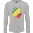 Torn Republic of the Congo Flag Day Football Mens Long Sleeve T-Shirt Sports Grey
