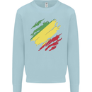 Torn Republic of the Congo Flag Day Football Mens Sweatshirt Jumper Light Blue