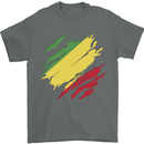 Torn Republic of the Congo Flag Day Football Mens T-Shirt 100% Cotton Charcoal