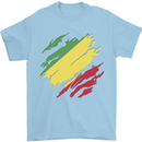 Torn Republic of the Congo Flag Day Football Mens T-Shirt 100% Cotton Light Blue