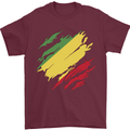 Torn Republic of the Congo Flag Day Football Mens T-Shirt 100% Cotton Maroon