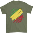 Torn Republic of the Congo Flag Day Football Mens T-Shirt 100% Cotton Military Green