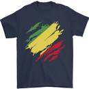 Torn Republic of the Congo Flag Day Football Mens T-Shirt 100% Cotton Navy Blue