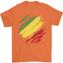 Torn Republic of the Congo Flag Day Football Mens T-Shirt 100% Cotton Orange