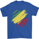 Torn Republic of the Congo Flag Day Football Mens T-Shirt 100% Cotton Royal Blue