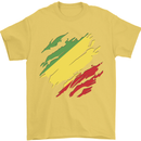 Torn Republic of the Congo Flag Day Football Mens T-Shirt 100% Cotton Yellow