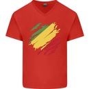 Torn Republic of the Congo Flag Day Football Mens V-Neck Cotton T-Shirt Red
