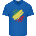 Torn Republic of the Congo Flag Day Football Mens V-Neck Cotton T-Shirt Royal Blue