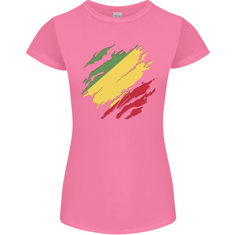 Torn Republic of the Congo Flag Day Football Womens Petite Cut T-Shirt Azalea