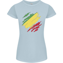 Torn Republic of the Congo Flag Day Football Womens Petite Cut T-Shirt Light Blue