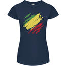 Torn Republic of the Congo Flag Day Football Womens Petite Cut T-Shirt Navy Blue