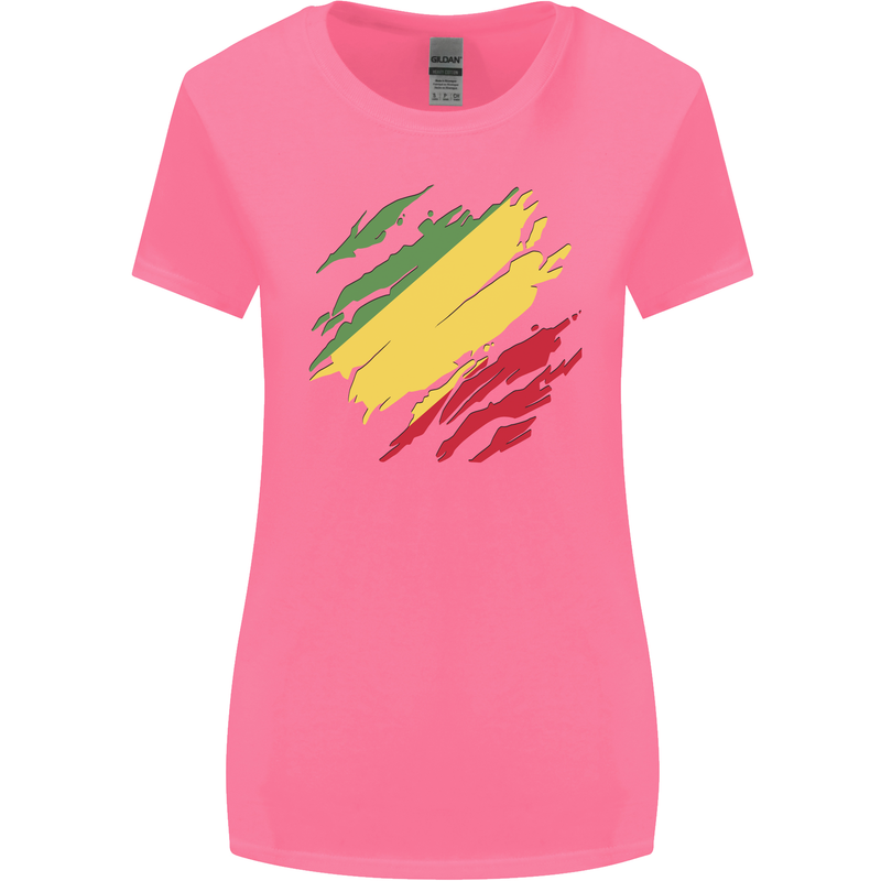 Torn Republic of the Congo Flag Day Football Womens Wider Cut T-Shirt Azalea