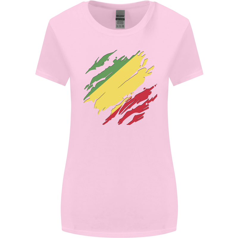 Torn Republic of the Congo Flag Day Football Womens Wider Cut T-Shirt Light Pink