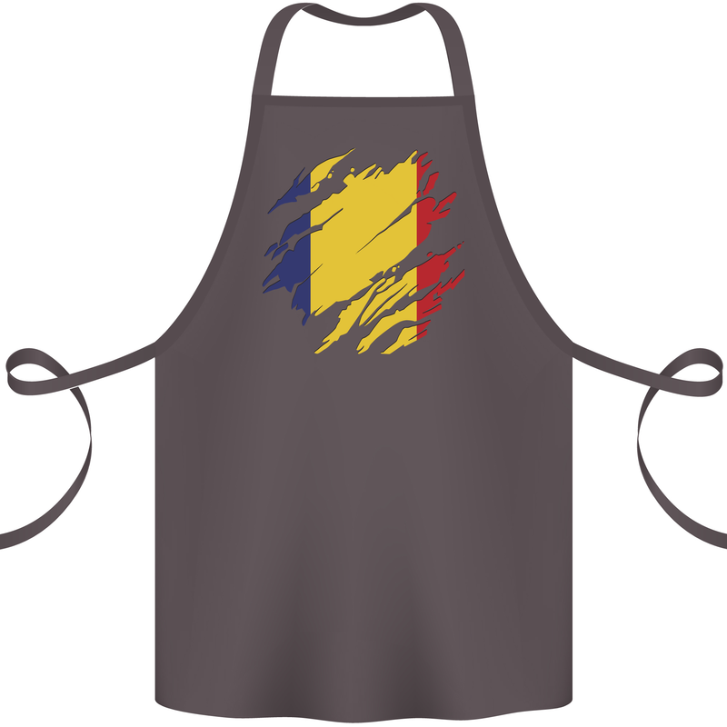 Torn Romania Flag Romanian Day Football Cotton Apron 100% Organic Dark Grey
