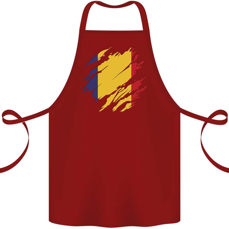 Torn Romania Flag Romanian Day Football Cotton Apron 100% Organic Maroon