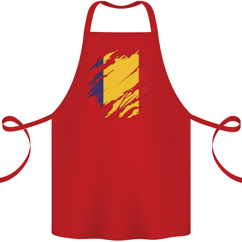 Torn Romania Flag Romanian Day Football Cotton Apron 100% Organic Red