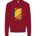 Torn Romania Flag Romanian Day Football Kids Sweatshirt Jumper Red