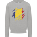 Torn Romania Flag Romanian Day Football Kids Sweatshirt Jumper Sports Grey