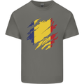Torn Romania Flag Romanian Day Football Kids T-Shirt Childrens Charcoal