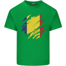 Torn Romania Flag Romanian Day Football Kids T-Shirt Childrens Irish Green