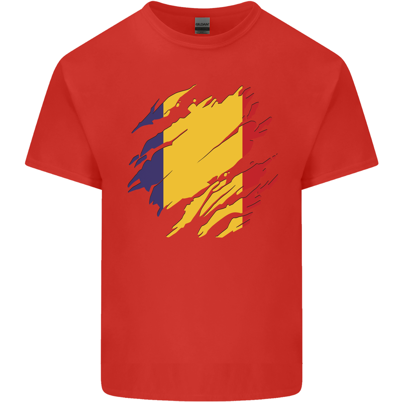 Torn Romania Flag Romanian Day Football Kids T-Shirt Childrens Red