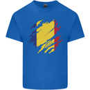 Torn Romania Flag Romanian Day Football Kids T-Shirt Childrens Royal Blue