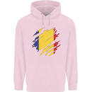 Torn Romania Flag Romanian Day Football Mens 80% Cotton Hoodie Light Pink