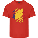Torn Romania Flag Romanian Day Football Mens Cotton T-Shirt Tee Top Red