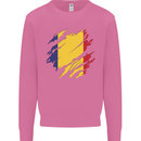 Torn Romania Flag Romanian Day Football Mens Sweatshirt Jumper Azalea