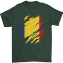 Torn Romania Flag Romanian Day Football Mens T-Shirt 100% Cotton Forest Green