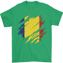 Torn Romania Flag Romanian Day Football Mens T-Shirt 100% Cotton Irish Green