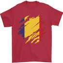 Torn Romania Flag Romanian Day Football Mens T-Shirt 100% Cotton Red