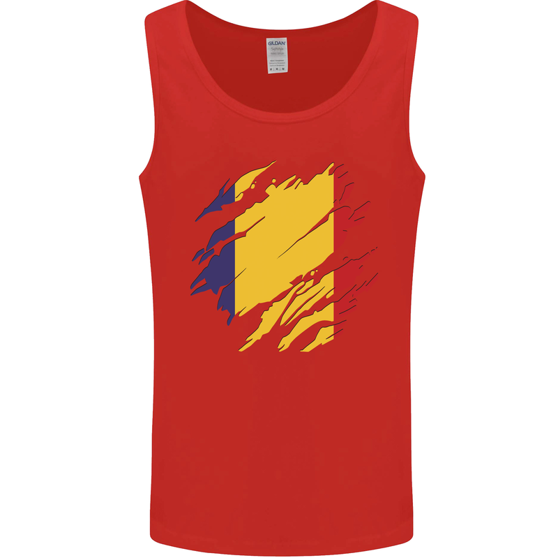 Torn Romania Flag Romanian Day Football Mens Vest Tank Top Red