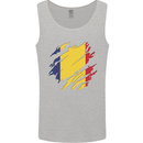 Torn Romania Flag Romanian Day Football Mens Vest Tank Top Sports Grey