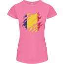 Torn Romania Flag Romanian Day Football Womens Petite Cut T-Shirt Azalea