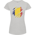 Torn Romania Flag Romanian Day Football Womens Petite Cut T-Shirt Sports Grey