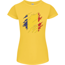 Torn Romania Flag Romanian Day Football Womens Petite Cut T-Shirt Yellow