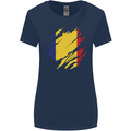 Torn Romania Flag Romanian Day Football Womens Wider Cut T-Shirt Navy Blue