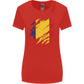 Torn Romania Flag Romanian Day Football Womens Wider Cut T-Shirt Red
