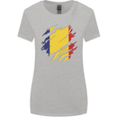 Torn Romania Flag Romanian Day Football Womens Wider Cut T-Shirt Sports Grey