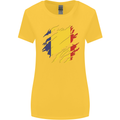 Torn Romania Flag Romanian Day Football Womens Wider Cut T-Shirt Yellow