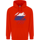 Torn Russia Flag Russian Day Football Childrens Kids Hoodie Bright Red