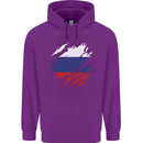Torn Russia Flag Russian Day Football Childrens Kids Hoodie Purple
